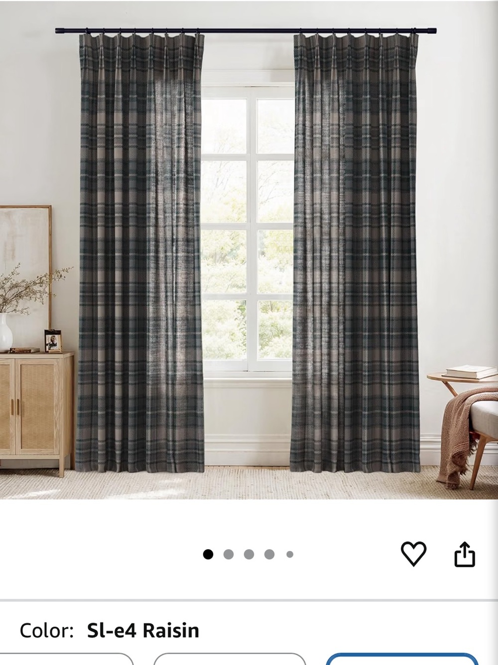 TWOPAGES Plaid Pinch Pleat Curtains